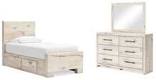Load image into Gallery viewer, Lawroy Twin Panel Bed with Storage, Dresser and Mirror
