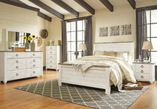 Load image into Gallery viewer, Willowton Queen Panel Bed with Mirrored Dresser and Nightstand