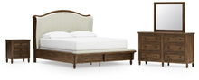 Load image into Gallery viewer, Sturlayne California King Upholstered Panel Bed, Dresser, Mirror and Nightstand