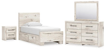 Load image into Gallery viewer, Lawroy Twin Panel Bed with Storage, Dresser, Mirror and Nightstand