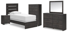 Load image into Gallery viewer, Hollivern Twin Panel Bed, Dresser, Mirror, Chest and Nightstand
