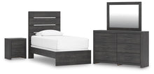 Load image into Gallery viewer, Hollivern Twin Panel Bed, Dresser, Mirror and Nightstand