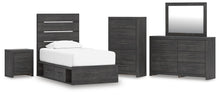 Load image into Gallery viewer, Hollivern Twin Panel Storage Bed, Dresser, Mirror, Chest and Nightstand