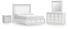 Load image into Gallery viewer, Chalanna California King Upholstered Storage Bed, Dresser, Mirror and Nightstand