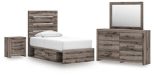 Load image into Gallery viewer, Graystorm Twin Panel Storage Bed, Dresser, Mirror and Nightstand