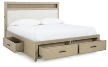 Load image into Gallery viewer, Calmoro Queen Bookcase Bed with Mirrored Dresser and Nightstand