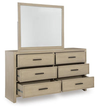 Load image into Gallery viewer, Calmoro Queen Bookcase Bed with Mirrored Dresser and Nightstand
