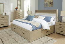 Load image into Gallery viewer, Calmoro Queen Bookcase Bed with Mirrored Dresser and Nightstand