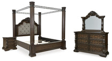 Load image into Gallery viewer, Maylee Queen Canopy Bed, Dresser, Mirror and Nightstand