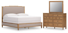 Load image into Gallery viewer, Sharlance King Upholstered Panel Bed, Dresser and Mirror