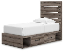 Load image into Gallery viewer, Graystorm Twin Panel Bed with Storage, Dresser, Mirror and Nightstand