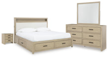 Load image into Gallery viewer, Calmoro California King Bookcase Bed with Mirrored Dresser and Nightstand