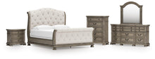 Load image into Gallery viewer, Ardenfield King Upholstered Sleigh Bed, Dresser, Mirror, Chest and Nightstand