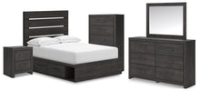 Load image into Gallery viewer, Hollivern Full Panel Bed with Storage, Dresser, Mirror, Chest and Nightstand