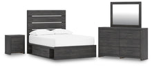 Load image into Gallery viewer, Hollivern Full Panel Bed with Storage, Dresser, Mirror and Nightstand