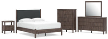 Load image into Gallery viewer, Pamytta Queen Upholstered Panel Platform Bed, Dresser, Mirror, Chest and Nightstand