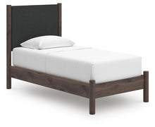 Load image into Gallery viewer, Pamytta Twin Upholstered Panel Platform Bed, Dresser, Mirror and Nightstand