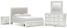 Load image into Gallery viewer, Zuraleus Queen Upholstered Panel Platform Storage Bed, Dresser, Mirror and Nightstand