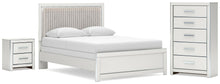 Load image into Gallery viewer, Zuraleus Queen Upholstered Panel Bed, Dresser, Mirror and Nightstand