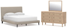 Load image into Gallery viewer, Cielden Queen Upholstered Bed with Roll Slats, Dresser and Mirror