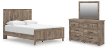 Load image into Gallery viewer, Rusticott Queen Panel Bed with Mirrored Dresser