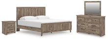 Load image into Gallery viewer, Rusticott King Panel Bed with Mirrored Dresser and Nightstand