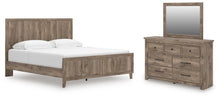Load image into Gallery viewer, Rusticott King Panel Bed with Mirrored Dresser