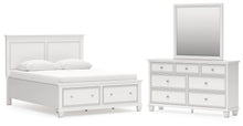 Load image into Gallery viewer, Fortman Queen Panel Storage Bed with Mirrored Dresser