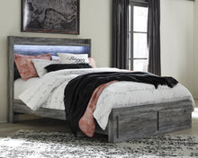 Load image into Gallery viewer, Baystorm Queen Panel Bed with 2 Storage Drawers with Mirrored Dresser and Nightstand