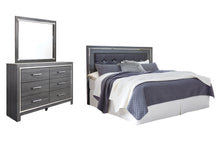 Load image into Gallery viewer, Lodanna King/California King Upholstered Panel Headboard Bed with Mirrored Dresser
