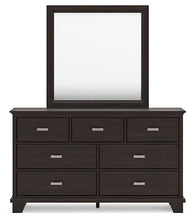 Load image into Gallery viewer, Covetown California King Panel Bed with Mirrored Dresser and Nightstand
