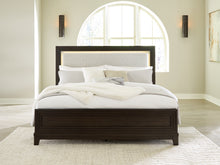 Load image into Gallery viewer, Neymorton Queen Upholstered Panel Bed with Mirrored Dresser and Nightstand
