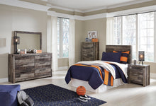 Load image into Gallery viewer, Derekson Twin Panel Headboard Bed with Mirrored Dresser, Chest and Nightstand
