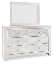Load image into Gallery viewer, Paxberry King Panel Bed with Mirrored Dresser
