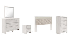 Load image into Gallery viewer, Altyra King Panel Headboard Bed with Mirrored Dresser, Chest and Nightstand
