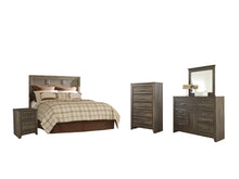 Load image into Gallery viewer, Juararo Queen Panel Headboard Bed with Mirrored Dresser, Chest and Nightstand

