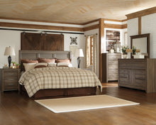 Load image into Gallery viewer, Juararo King/California King Panel Headboard Bed with Mirrored Dresser
