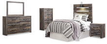 Load image into Gallery viewer, Drystan Twin Panel Headboard Bed with Mirrored Dresser, Chest and Nightstand
