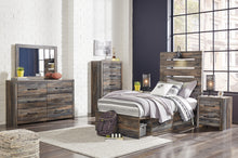 Load image into Gallery viewer, Drystan Twin Panel Headboard Bed with Mirrored Dresser, Chest and Nightstand
