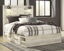 Load image into Gallery viewer, Cambeck Queen Panel Bed with 2 Storage Drawers with Mirrored Dresser and Nightstand
