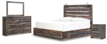 Load image into Gallery viewer, Drystan King Panel Bed with 2 Storage Drawers with Mirrored Dresser and Nightstand
