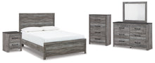 Load image into Gallery viewer, Bronyan Queen Panel Bed with Mirrored Dresser, Chest and Nightstand
