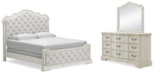 Load image into Gallery viewer, Arlendyne King Upholstered Bed with Mirrored Dresser
