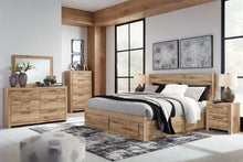 Load image into Gallery viewer, Hyanna Queen Panel Storage Bed with Mirrored Dresser and Nightstand
