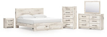 Load image into Gallery viewer, Lawroy King Panel Storage Bed with Mirrored Dresser, Chest and Nightstand
