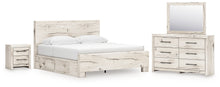 Load image into Gallery viewer, Lawroy King Panel Bed with Mirrored Dresser and Nightstand
