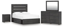 Load image into Gallery viewer, Hollivern Full Panel Bed with Storage with Mirrored Dresser and Nightstand
