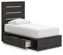 Load image into Gallery viewer, Hollivern Twin Panel Bed with Storage with Mirrored Dresser and Nightstand
