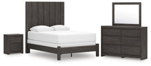 Load image into Gallery viewer, Fraluna Queen Panel Bed with Mirrored Dresser and Nightstand
