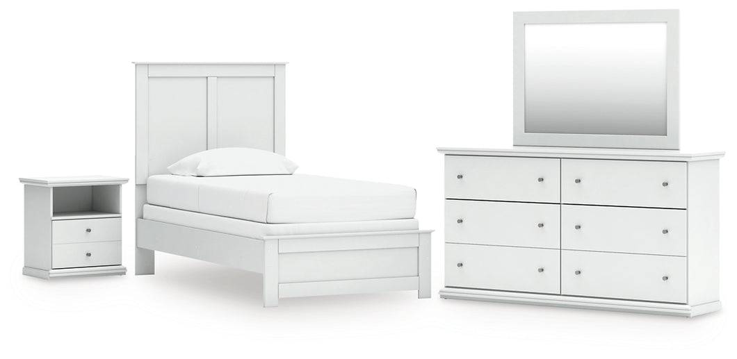 Bostwick Shoals Twin Panel Bed with Mirrored Dresser and Nightstand
